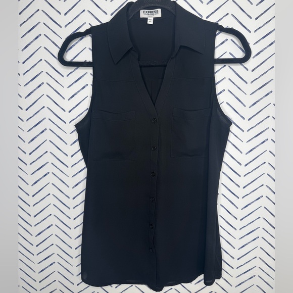 Express Tops - Express Black Sleeveless Portofino Blouse Size small